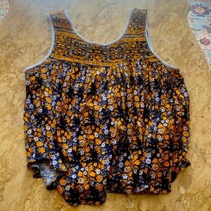 Flowy Free People Orange Blue Top size Large